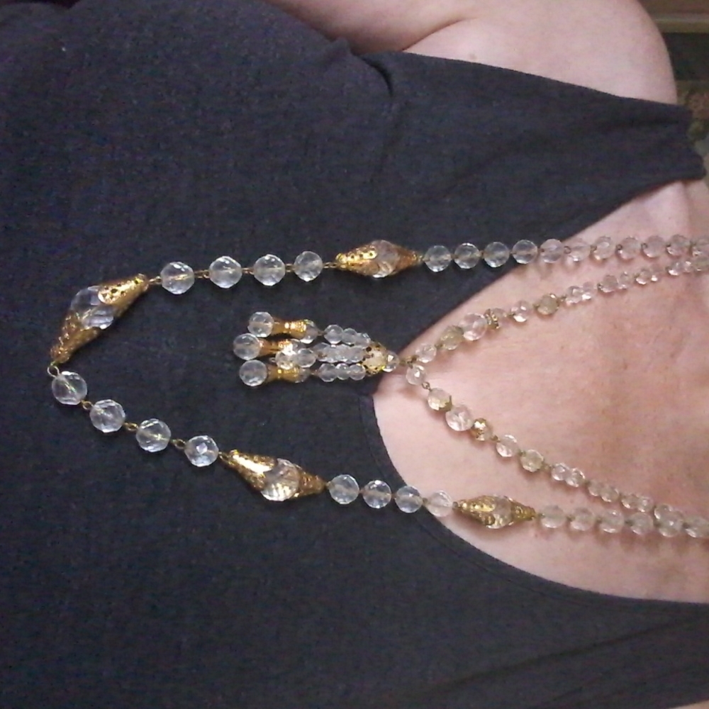 Vintage double strand crystal look necklace